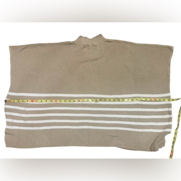 J. Crew Tan and White Poncho Sweater - Picture 10 of 11